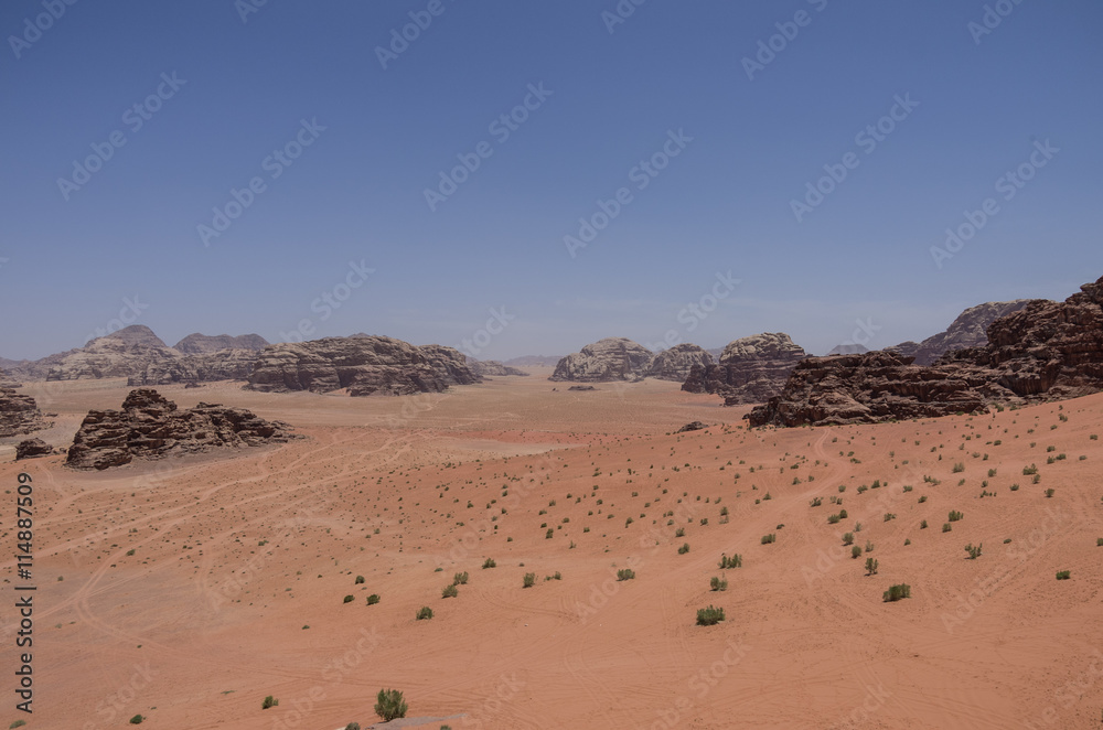 Nature, desert and rocks of Wadi Rum (Valley of the Moon), Jordan