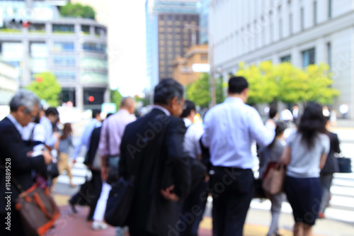 Defocused business people at rush hour © takadahirohito