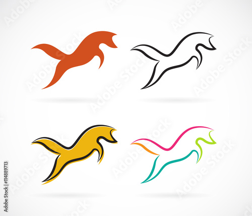 Vector group of fox design on white background. Vector fox for y
