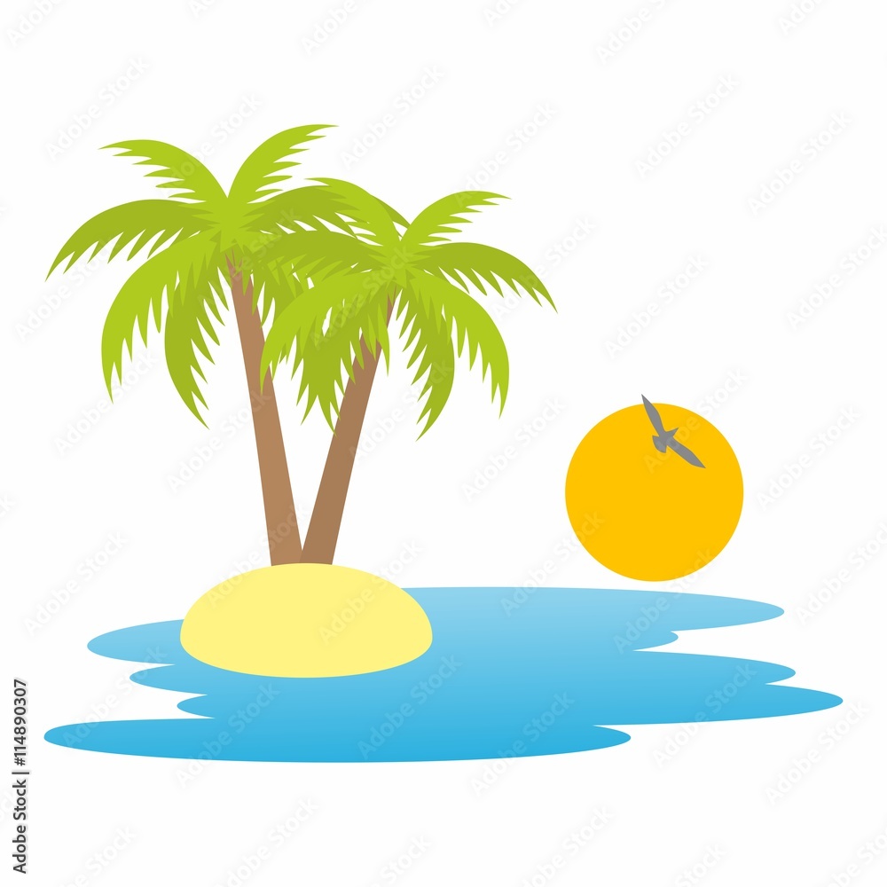 Obraz premium Palm trees on island. Vector illustration
