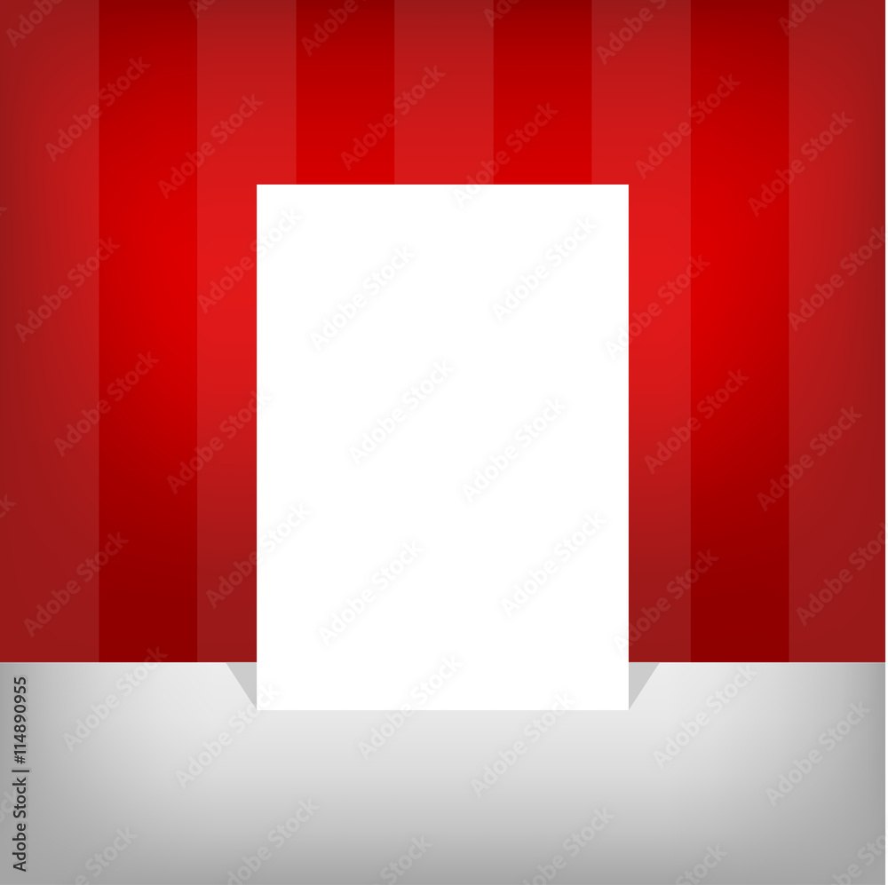 A4 size white blank empty paper with editable elements. Red stripes color background. Abstract flyer design background