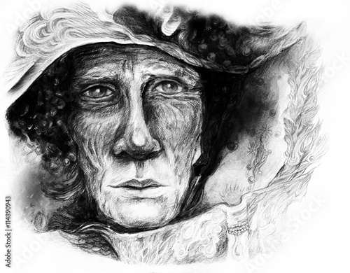 фотографія Old storyteller telling a faiy tale from an enchanted book