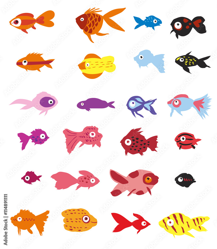 Naklejka premium Hand drawn fishes