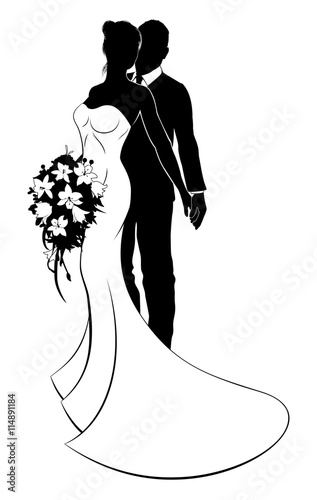 Bride and Groom Husband and Wife Wedding Silhouette
