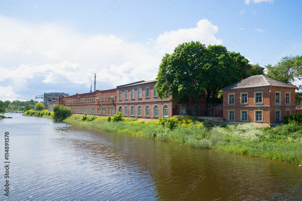 The view on the old corps Nevsky shipyard from the river Lamanca. Shlisselburg The view on the old corps Nevsky shipyard from the river Lamanca. Shlisselburg