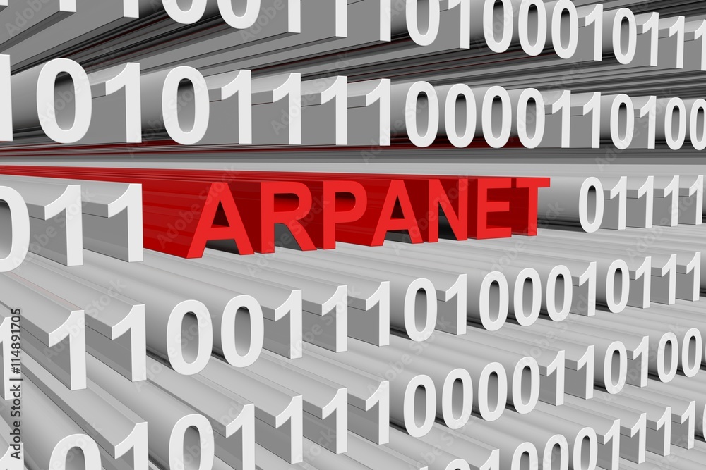 ARPANET in the form of binary code, 3D illustration