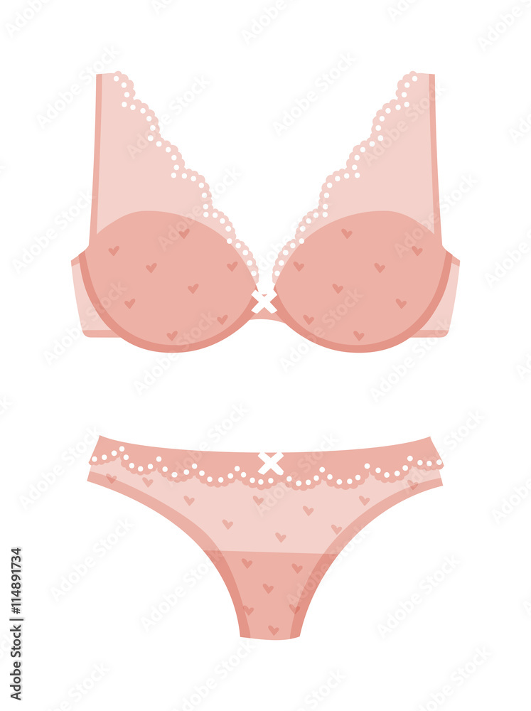 Underwear silhouette isolated male and female underwear isolated on white background. Underwear isolated vector clothing cotton textile pants and underwear isolated beauty bra woman accessory design.