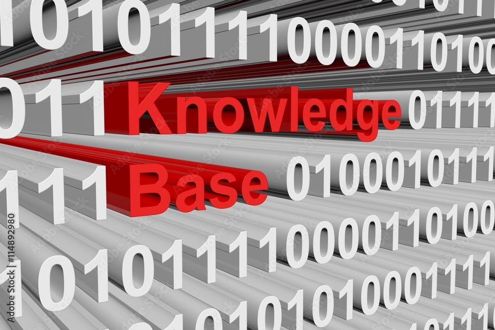knowledge base in the form of binary code, 3D illustration