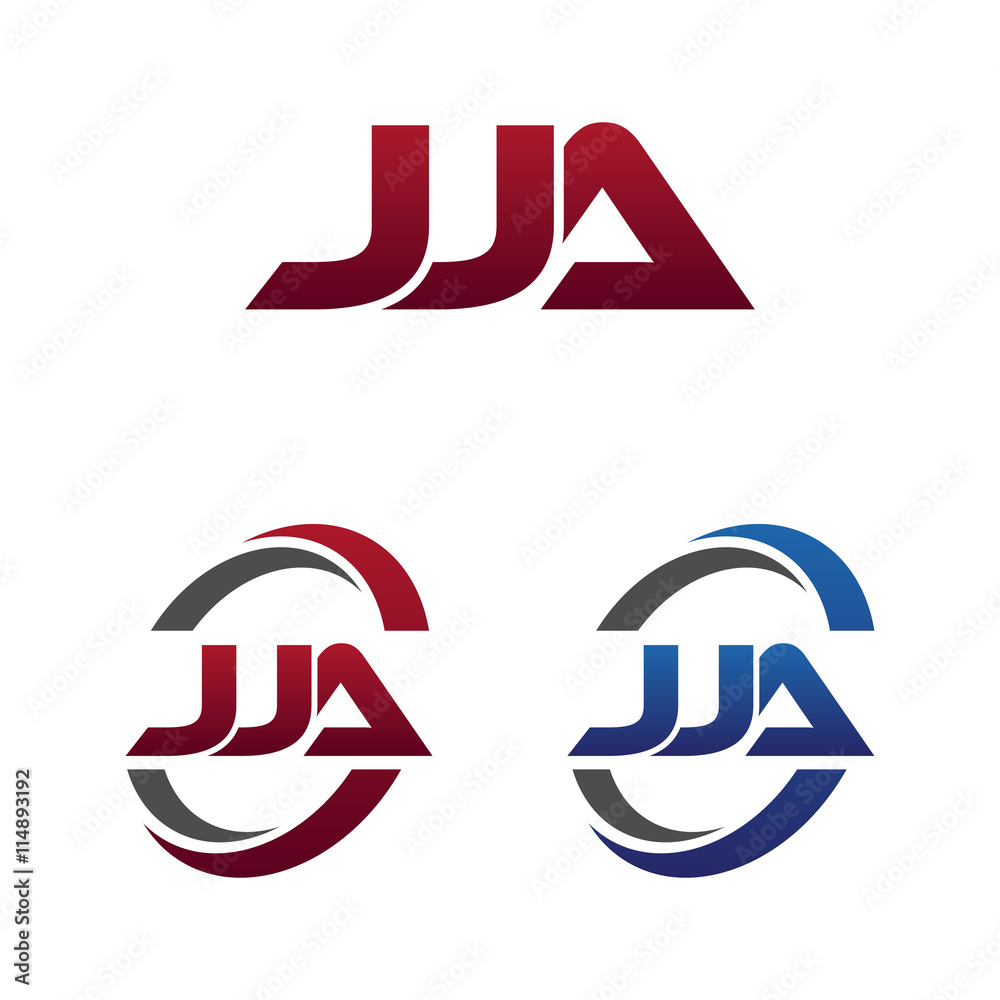 Modern 3 Letters Initial logo Vector Swoosh Red Blue jja Modern 3 Letters Initial logo Vector Swoosh Red Blue jja