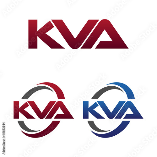 Modern 3 Letters Initial logo Vector Swoosh Red Blue kva