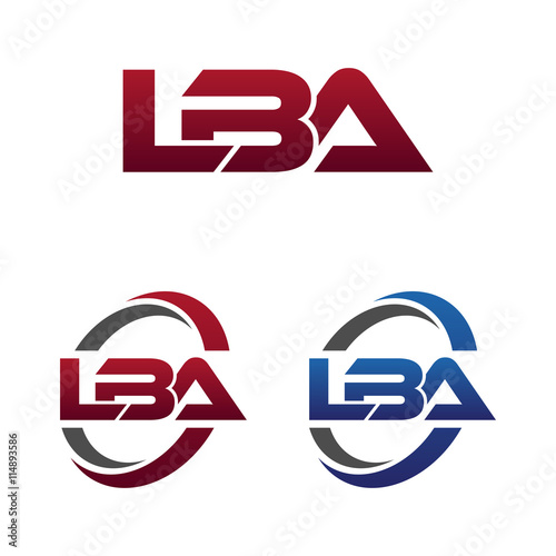 Modern 3 Letters Initial logo Vector Swoosh Red Blue lba photo