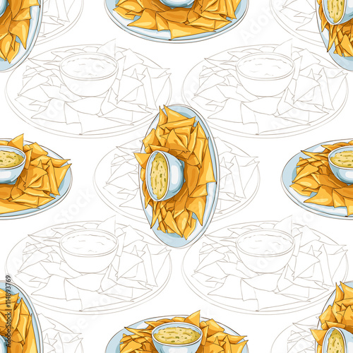Seamless pattern nachos scetch