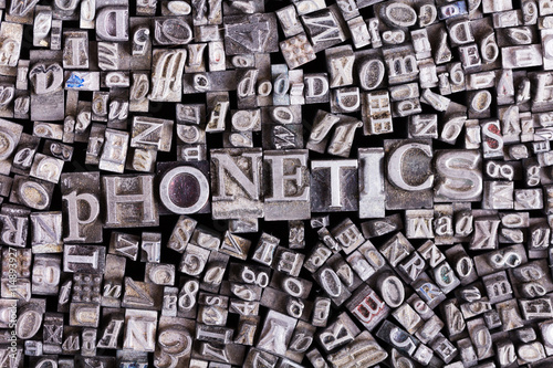 Close up of typeset letters with the word phonetics photo