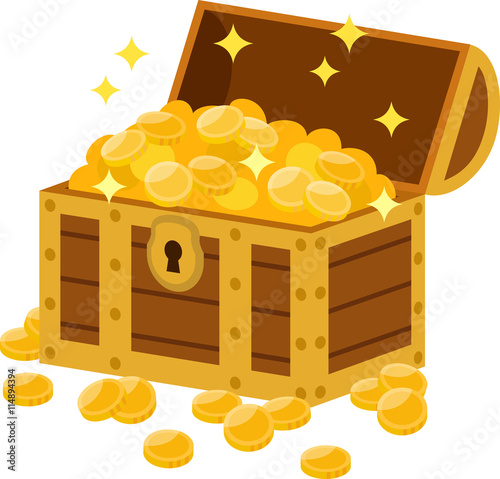宝箱から溢れる金貨