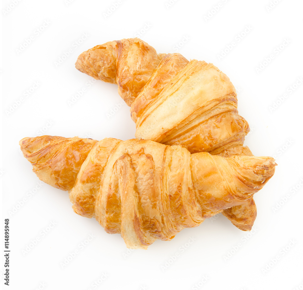 Croissant on white background. Top view. Croissant on white background. Top view.