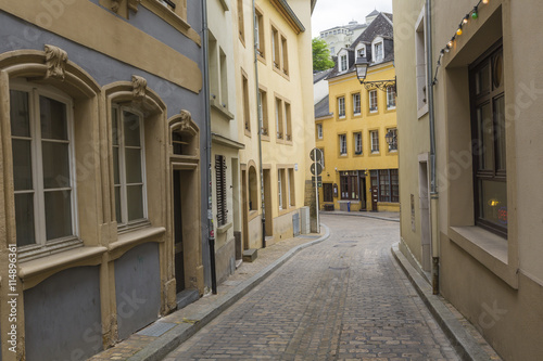 Fototapeta Naklejka Na Ścianę i Meble -   Narrow medieval street in beautiful town Luxembourg,