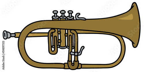 Classic trumpet / Hand drawing, vector illustration