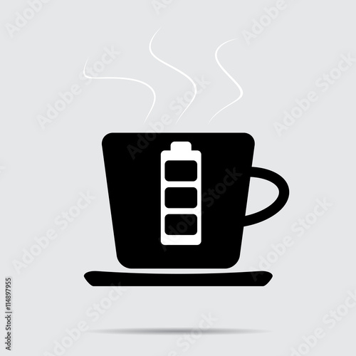 Cup of coffee. Battery charge