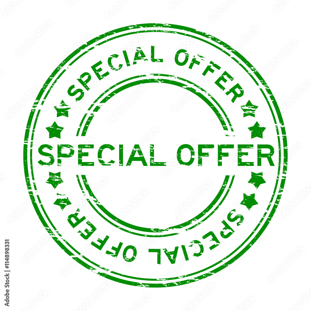 Grunge green special offer round rubber stamp Grunge green special offer round rubber stamp