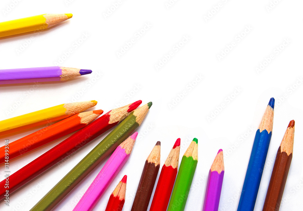 Set of colored pencils arranged vertically Set of colored pencils arranged vertically