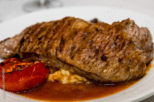 Strip Steak with Broiled Tomato
