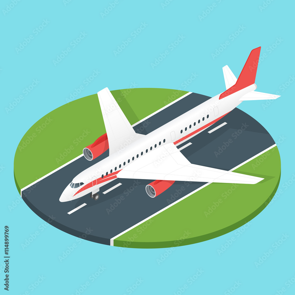 Fototapeta premium Isometric plane on the airport runway.