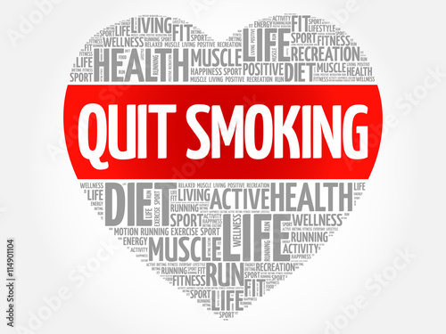 Quit Smoking heart word cloud, fitness, sport, health concept
