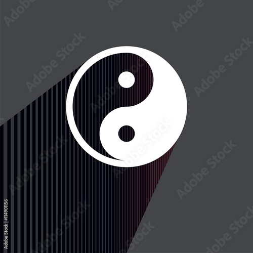 Vector icon Yin Yang symbol. Flat design with long shadow and space for your text. Illustration.