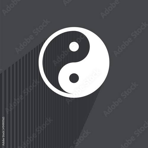 Vector icon Yin Yang symbol. Flat design with long shadow and space for your text. Illustration.