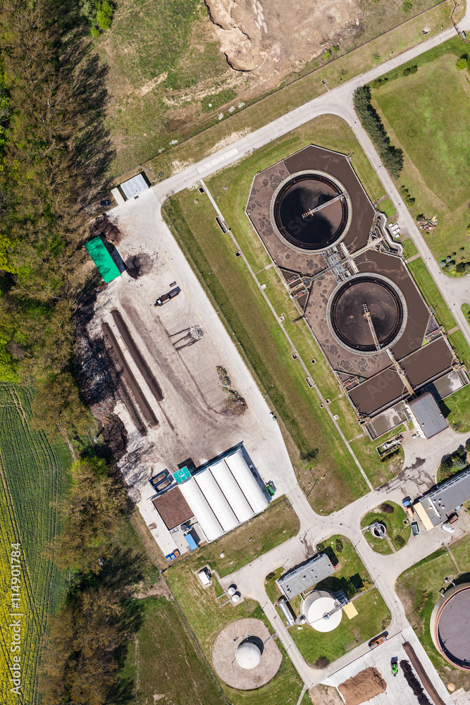 aerial view of sewage treatment plant aerial view of sewage treatment plant