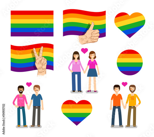 Symbol, logo banner, flag LGBT. Lesbian, Gay, Bisexual, Transgender icons