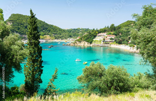 amazing azure bay in Paleokastritsa in Corfu island, Greece