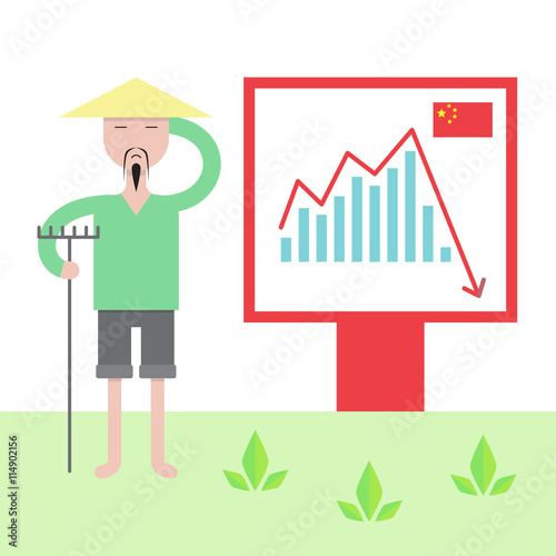 Illustration of chinese economy crysis.