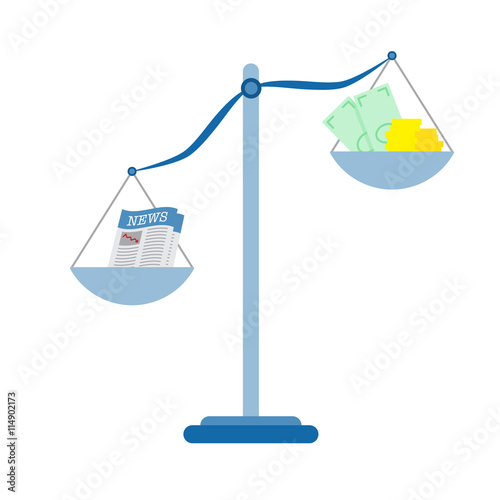 Illustration of news discounting money. Economy crysis