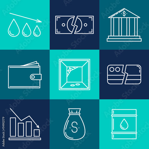 Set of economy crysis icons