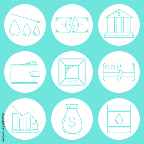 Set of economy crysis icons