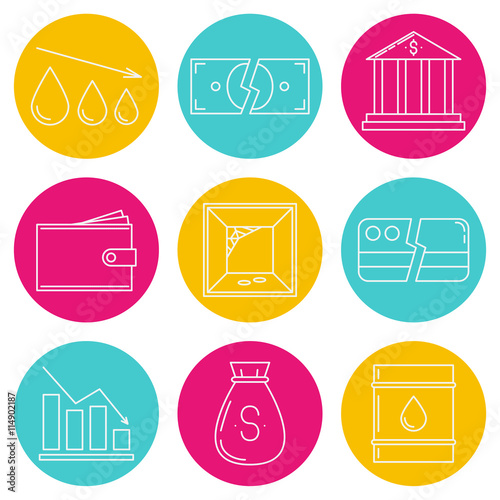 Set of economy crysis icons