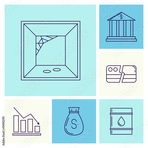 Set of economy crysis icons
