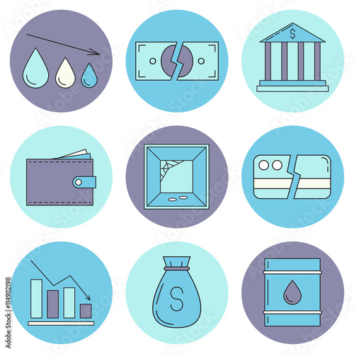 Set of economy crysis icons