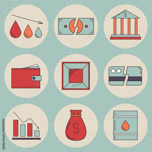 Set of economy crysis icons
