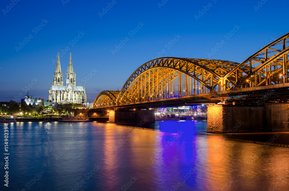 Cologne Cathedral and Hohenzollern Bridge, Cologne, Germany.