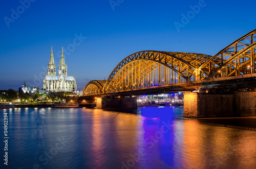 Cologne Cathedral and Hohenzollern Bridge, Cologne, Germany.
