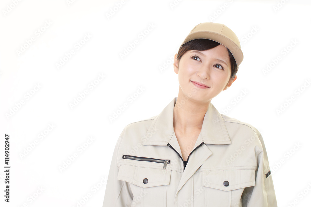 笑顔の女性作業員 笑顔の女性作業員