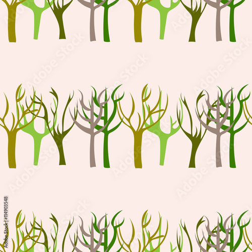 Fototapeta Naklejka Na Ścianę i Meble -  Hand Drawn Trees Seamless Pattern