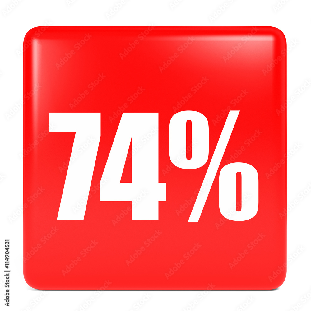 Discount 74 percent off. 3D illustration. Discount 74 percent off. 3D illustration.