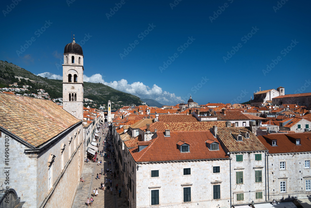 Aerial view on the old town of Dubrovnik, Croatia from the city wall