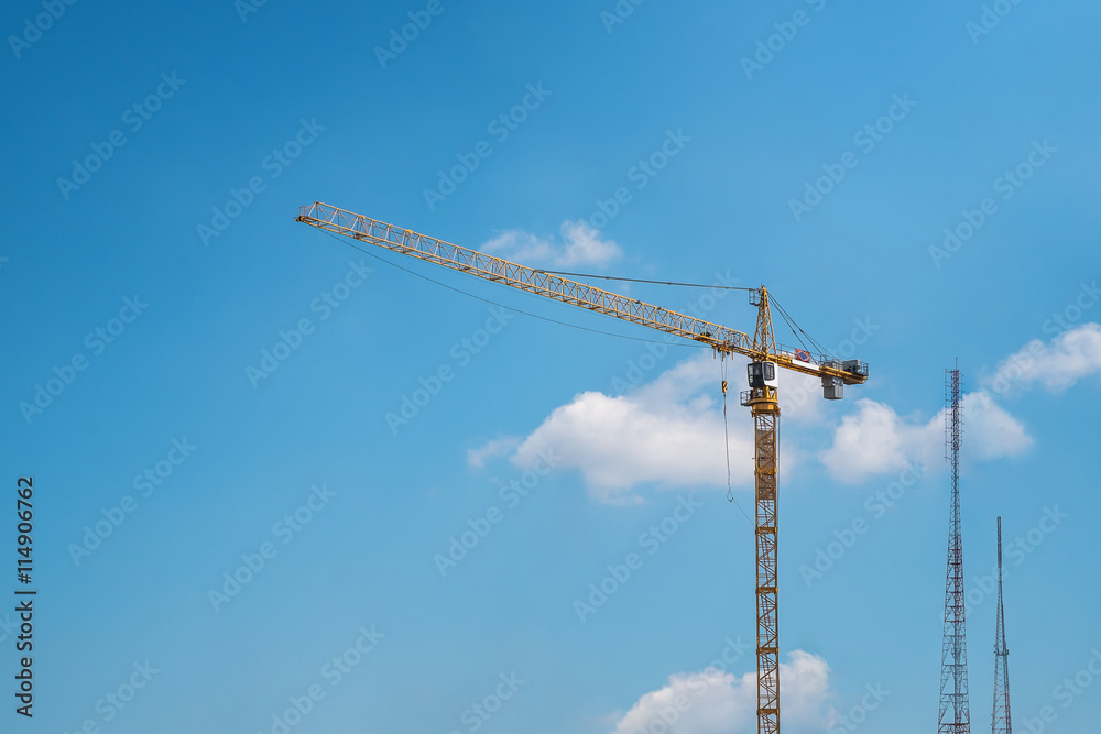 Tower crane and radio towers, telephone towers