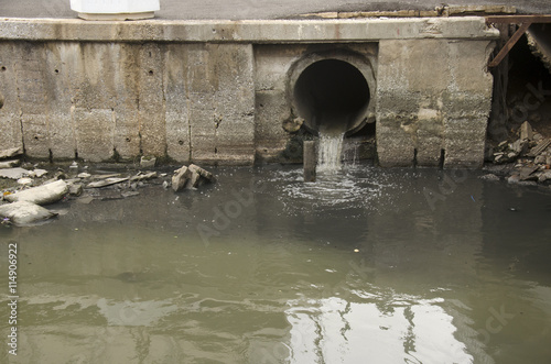 Wastewater and pollution and garbage in canal at  Sampeng plaza photo