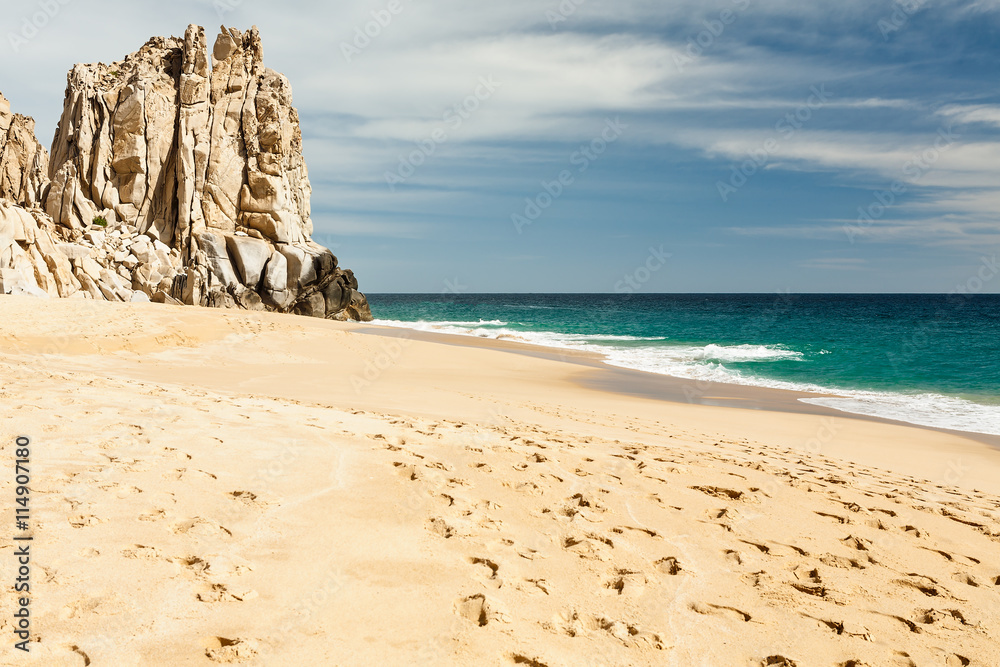 Footsteps in the beach of Cabo San Lucas beach, Mexico