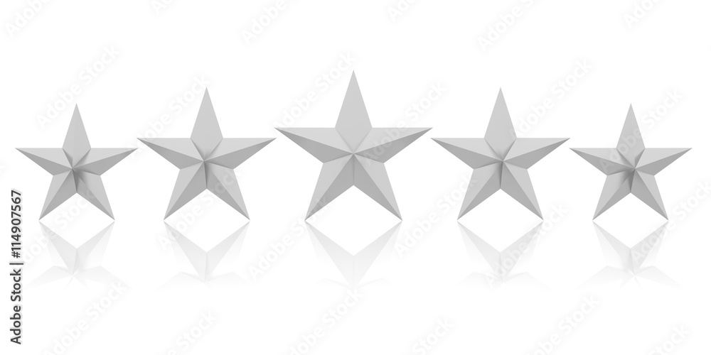 Five silver stars. 3d illustration Five silver stars. 3d illustration